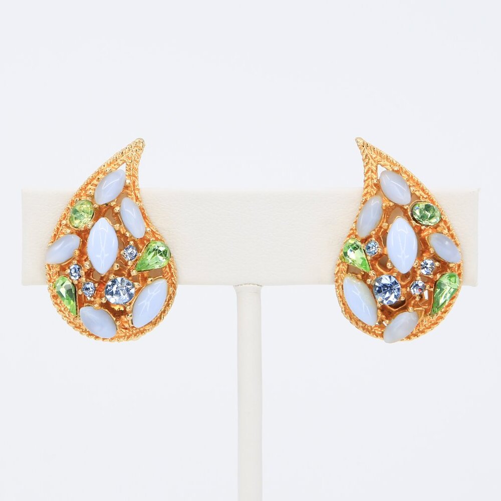 Vintage Arthur Pepper ART UV Glow Paisley Brooch and Clip-On Earrings Set 1960s - Picture 5 of 9